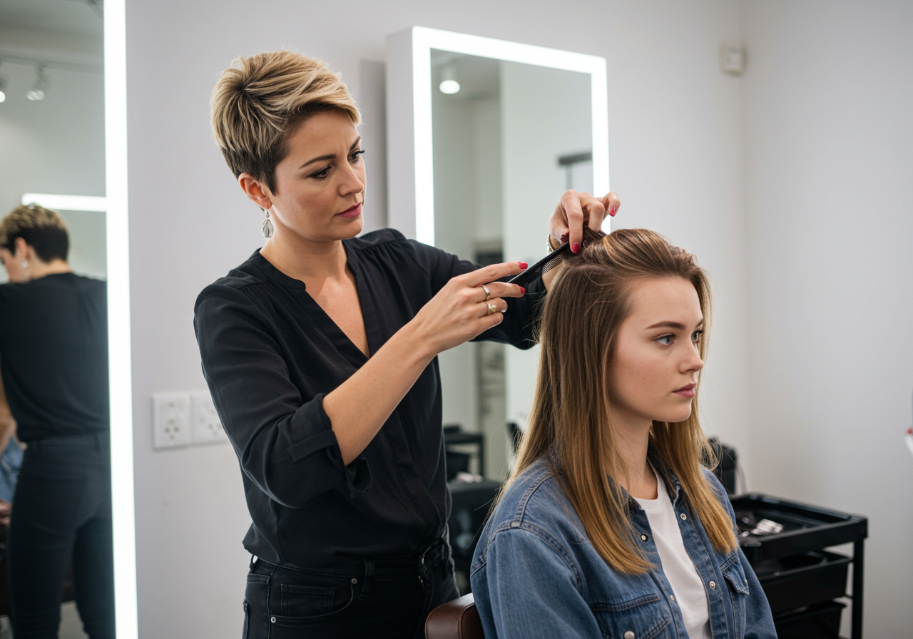 Formation de l'équipe dans un salon de coiffure